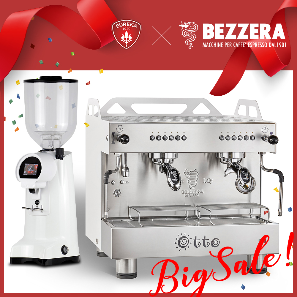 組合特惠 磨豆機3選1！BEZZERA 貝澤拉 OTTO COMPACT DE 雙孔營業用咖啡機 (白) 220V + EUREKA FIRENZE 75 / Fiorenzato F64 EVO / WPM ZD-18  |新品上市！焦點推薦