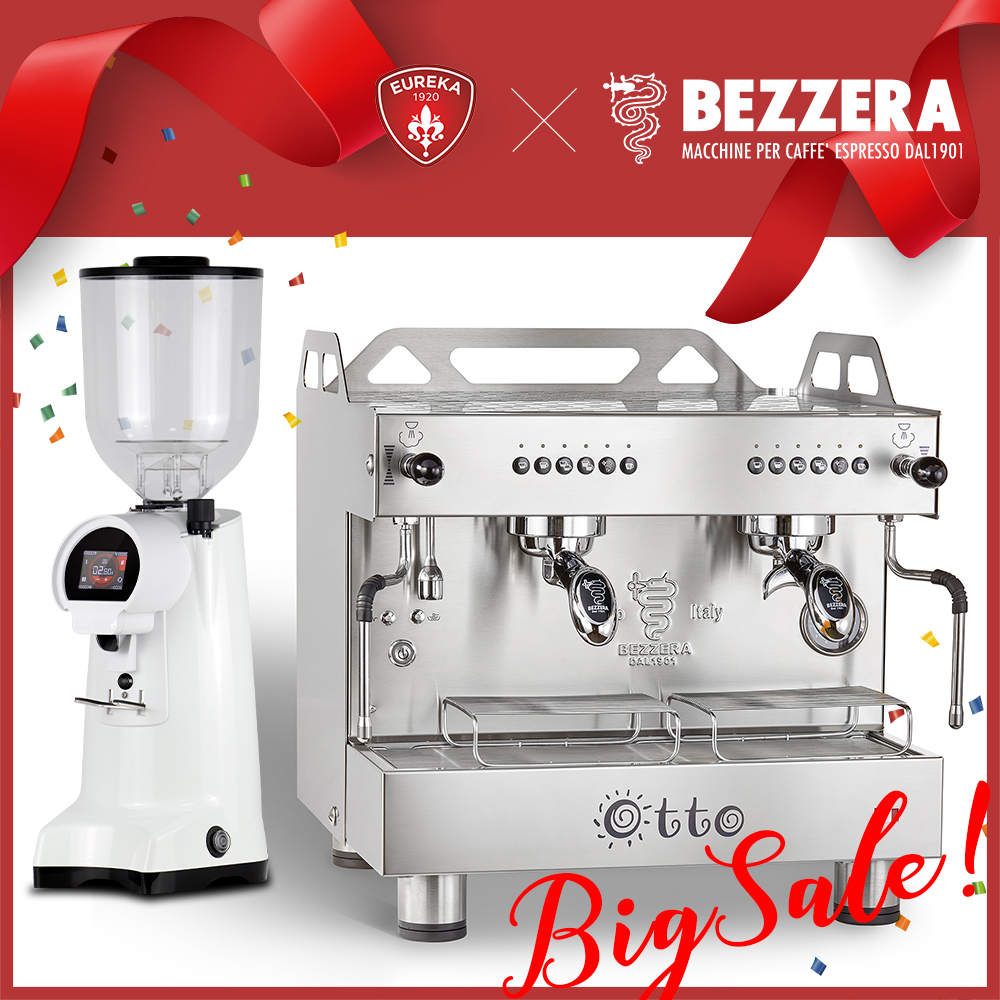 組合特惠 磨豆機3選1！BEZZERA 貝澤拉 OTTO COMPACT DE 雙孔營業用咖啡機 (不銹鋼版) 220V + EUREKA FIRENZE 75 / Fiorenzato F64 EVO / WPM ZD-18  |BEZZERA 營業用 咖啡機