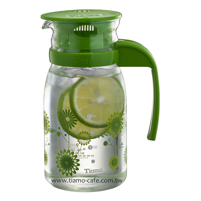 TIAMO 805玻璃涼水壺 800ml(花草綠) 通過SGS檢測  |玻璃冷水壺
