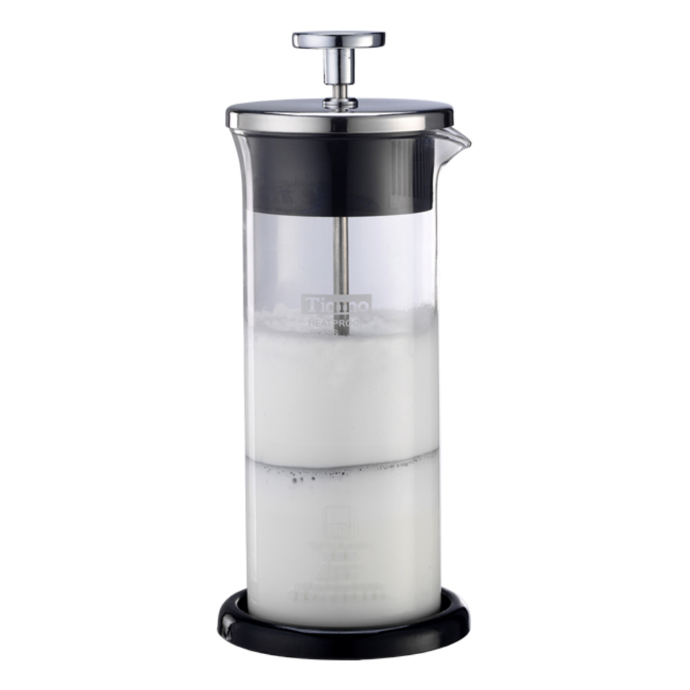 【停產】TIAMO 玻璃奶泡杯400ml (附底墊) 不鏽鋼  |【停產】非電器產品
