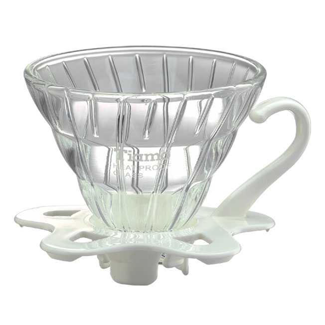 【停產】TIAMO V01 耐熱玻璃咖啡濾杯 濾器 附咖啡匙+滴水盤 白色  |【停產】非電器產品